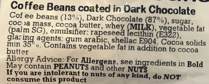 Dark chocolate coffee beans